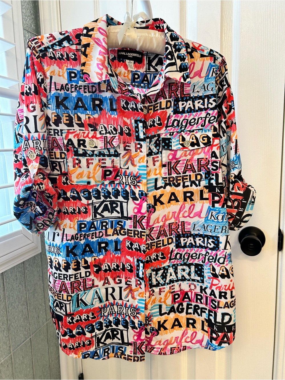 Karl Lagerfeld Multicolor Logo Print Button-Down Shirt
